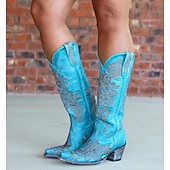 cheap Cowboy &amp; Western Boots-Women&#039;s Brown Western Cowboy Boots with Intricate Black Floral Lace Embroidery - Ideal for Country Weddings, Rustic Events, and Western-Themed Parties