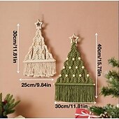 abordables Figuras coleccionables-Árbol de Navidad diy de macramé, kit de bricolaje de árbol de Navidad tejido de 2 piezas, kit de regalo de manualidades navideñas adecuado para regalo de familiares y amigos