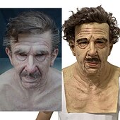 cheap Halloween Mask &amp; Props-Halloween Christmas Mask Headgear, Fierce Black Haired Old Man Mask Simulation Character Mask Masquerade Play Props Funky Cosplay Accessory