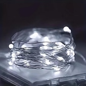 cheap Battery String Lights-1M-10Leds/2M-20Leds/3M-30Leds/5M-50Leds/10M-100Leds Copper Wire String Light with Battery Box Waterproof and Non-conductive Christmas Halloween Wedding Festival Indoor and Outdoor Decorative Light