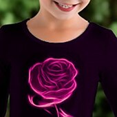 cheap 3D Flower Dress-Girls&#039; 3D Rose Dress Long Sleeve 3D Print Fall Winter Vacation Sports &amp; Outdoor Daily Cute Casual Beautiful Kids 3-12 Years Casual Dress A Line Dress Above Knee Regular Fit