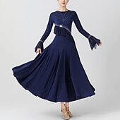abordables Tenues de danse de salon-Danse de Salon Robe Fantaisie Cristaux / Stras Femme Utilisation Soirée manche longue Spandex