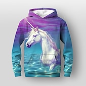 economico Animali 3D della Ragazza-Da ragazza 3D Cavallo Felpa con cappuccio Manica lunga Stampa 3D Autunno Inverno Attivo Bambino 3-12 anni Esterno Giornaliero