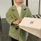 billiga Pojkars trenchcoats-Barn Pojkar Yllerock Ytterkläder Ensfärgat Rutig Långärmad Täcka Skola Mode Förtjusande Grundläggande Galler Svart Rubinrött Vår Höst 3-7 år