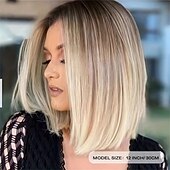 abordables perruque plus âgée-Perruque Synthétique Droit Partie médiane Perruque Court A1 A2 A3 Cheveux Synthétiques Femme Design à la mode Doux Naturel Noir Marron Blond