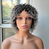 economico parrucca più vecchia-parrucche grigie per le donne nere parrucche intrecciate per le donne nere brevi parrucche ricci con la frangetta ricci parrucche afro per le donne nere parrucca riccia crespa parrucche di capelli