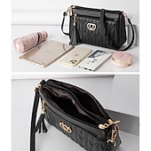 billiga Crossbodyväskor-Dam Crossbody-väska Axelväska Hoboväska PU läder Utomhus Dagligen Helgdag Knappar Tofs Dragkedja Stor kapacitet Vattentät Lättvikt Ensfärgat Quiltad ArmyGreen Gulbrun Rödbrun röd