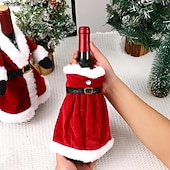 cheap Kitchen-Christmas Wine Decoration Creative Red Wine Bag, Christmas Dress Wine Bottle Cover, Christmas Skirt Wine Bottle Decoration, Christmas Red Wine Cover