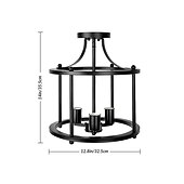 cheap Ceiling Lights-Modern Black Semi Flush Ceiling Light Fixture, 3 Light Traditional Pendant Light, Rustic Ceiling Light for Bedroom Living Room Dining Hall Hallway Kitchen 110-240V