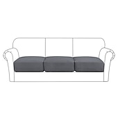 abordables Housse de fauteuil et d&#039;accoudoir de canapé-canapé extensible housse de coussin housse élastique canapé fauteuil causeuse 4 ou 3 places gris uni solide doux durable lavable