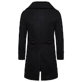billiga Trenchcoat för män-Herr Vinterkappa Peacoat Trenchcoat Utomhus Dagliga kläder Höst vinter 95% polyester 5% bomull Ytterkläder Kläder Mode Streetwear Slät Kavajslag Dubbelknäppt