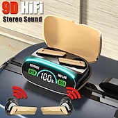 cheap Telephone &amp; Business Headsets-M46 TWS Bluetooth 5.3 Earphone with Mic Wireless Headphones HiFi Stereo Ear Buds Noise Reduction Headset with Exquisite Wood Grain Charging Case