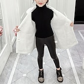 billiga Flickors trenchcoats-Barn Flickor Vinterkappa Sherpajacka Vinterjacka för barn Mode Knappar Prestanda Bomull Täcka Ytterkläder 4-12 år Vår Rodnande Rosa Blå