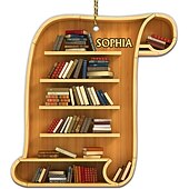 お買い得  木のアクセサリー-クリスマスツリーの装飾、スクエアハートの本棚ペンダント、図書館の本棚のハートの飾り、部屋の装飾