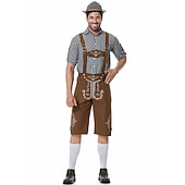 preiswerte Männer-Oktoberfest Lederhosen Hemd Bayerisch Bayerisch Deutsch Wiesn Herren Stoff im traditionellen Stil Bluse Shorts Hut