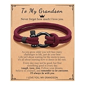 cheap Wearable Accessories-Milan Rope Hand Woven Bracelet To My Son&#039;s Grandson Stainless Steel Horseshoe Buckle Bracelet