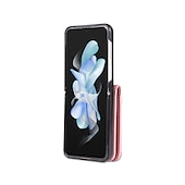 זול מארז סמסונג-מגן טלפון לסמסונג גלאקסי Z Flip 6 Z Flip 5 Z Flip 4 Z Flip 3 תיק כסף עם חריצי כרטיס מיגון בטיחותי צבע עמיד PC PU עור