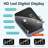 abordables Periféricos de ordenador-Receptor y transmisor bluetooth 5,0 2 en 1, fm estéreo, aux, jack de 3,5mm, rca, llamada óptica con manos libres, adaptador de audio inalámbrico bluetooth nfc para tv
