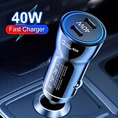 baratos Carregadores de automóveis-40 w duplo pd carregamento de carro pdpd carga rápida 40 w carregador de carro novo 40 w duplo tipo-c carregamento de porta