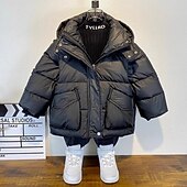 billiga Pojkars dunjacka och parka-Barn Pojkar Fleece-jacka Hoodiejacka Ytterkläder Ensfärgat Långärmad Dragkedja Täcka Ledigt Förtjusande Dagligen Svart Grön Khaki grön Vår Höst 7-13 år