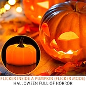 olcso Halloween beltéri-12db mini sütőtök gyertya lángmentes gyertya lámpák hálaadás sütőtök tealámpák led tea lámpák sütőtök gyertyák elemes őszi halloween hálaadás lakberendezési dekoráció