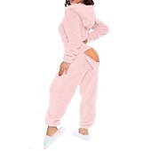 cheap Women&#039;s Onesies-Women&#039;s Onesie Pure Color Warm Fashion Plush Home Daily Bed Sherpa Warm Hoodie Long Sleeve Hole Fall Winter Home Outfits
