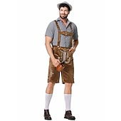  Slušivý kostým na Oktoberfest - Dirndl pro ženy nebo Lederhosen pro muže alpské německé bavorský pivní šaty ideální na pivní festival párty Halloween tematickou párty - prodává se zvlášť pro něj a