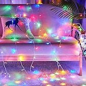abordables Guirlandes lumineuses à piles-Halloween Noël boîte à piles étanche guirlande lumineuse 8 fonctions télécommande intérieure et extérieure cour jardin décoration de mariage lumière 4m-30leds/6.5m-50leds/10m-100leds