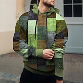abordables Patrón Geométrico-Hombre Plaid Bloque de color Sudadera Sudaderas Sudadera Manga Larga Sudadera con capucha Con Capucha Diario Impresión 3D Festivos Noche Ropa de calle Rojo Morado Estampado Primavera &amp; Otoño Diseñador