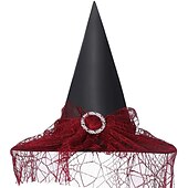 billige halloween 2024-Cosplay Dekorasjon Rekvisitter Kvinnelig Trollmannhette Voksen Heks Hodepryd Barns Feriehette Polyester Taff Walpurgisnatt
