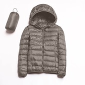billiga Puffers &amp; Parka-dam pufferjacka med hoodie jacka vandring dunjacka vinter utomhus termisk varm packbar vattentät vindtät jacka topp full längd synlig dragkedja fiske camping / vandring / grottvandring