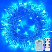 abordables Guirlandes lumineuses à piles-Halloween Noël boîte à piles étanche guirlande lumineuse 8 fonctions télécommande intérieure et extérieure cour jardin décoration de mariage lumière 4m-30leds/6.5m-50leds/10m-100leds