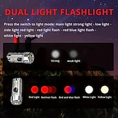 abordables Linternas-Mini linterna llavero recargable por USB con luces laterales multicolores - 7 modos de iluminación para camping y emergencias
