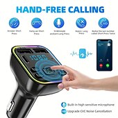 رخيصةأون مجموعة بلوتوث السيارة/الاستخدام حر اليدين-طقم سيارة Bt جهاز إرسال FM Pd Type-C Dual USB 3.1A شاحن سريع ملون ضوء محيطي جهاز استقبال الصوت يدوي mp3 سيارة لاسلكية مشغل mp3