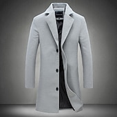 levne Pánský trenčkot-Pánské Zimní kabát Kabát Dlouhý trenčkot Venkovní Denní nošení Podzim zima 95 % polyester 5 % spandex Svrchní oděvy Oblečení Módní Šik ven Bez vzoru Klopa Dvouřadé