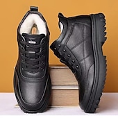 preiswerte Winter- und Schneestiefel-Herren Stiefel Winterstiefel Fleece-Futter Wanderschuhe Geschäftlich Brautkleider schlicht Täglich PU Wasserdicht Warm Stiefeletten / Stiefeletten Schnürsenkel Schwarz Winter