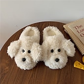 economico Ciabatte e infradito da donna-graziose pantofole in pile con faccia di cane per donna – calde e comode scarpe da interno con un design di cucciolo di peluche