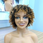 economico parrucca più vecchia-parrucche grigie per le donne nere parrucche intrecciate per le donne nere brevi parrucche ricci con la frangetta ricci parrucche afro per le donne nere parrucca riccia crespa parrucche di capelli