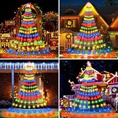 preiswerte Weihnachtsbeleuchtung-3M Lichterketten Weihnachtsbaumbeleuchtung 350 LEDs EL Warmweiß Weiß Mehrfarbig Kreative Lichterketten Solar 12 V