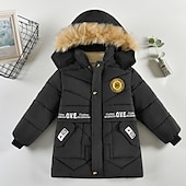 billiga Boy&amp;#39;s Downs &amp;amp; Pufferjacka-Barn Pojkar Ner Ytterkläder Ensfärgat Långärmad Täcka Utomhus Häftig Förtjusande Dagligen Svart Blå Brun Vinter 3-7 år