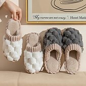 baratos Chinelos de mulher-chinelos femininos rosa felpudos, sapatos confortáveis para casa com cabedal de malha e forro de pelúcia para conforto no inverno