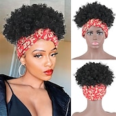 cheap Older Wigs-Afro Kinky Curly Wig Headband Wig Gray Wigs for Women Short Curly Afro Wig with Headband Attached Synthetic Gray Ombre Wig Womens Curly Real Hair Glueless Wig Gray Hair Wigs 4Inch