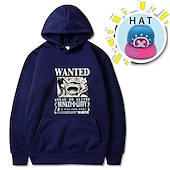 cheap Cartoon &amp; Movie Character Graphic-One Piece Monkey D. Luffy Hoodie Anime Anime Front Pocket Graphic Hoodie For Men&#039;s Women&#039;s Unisex Adults&#039; Hot Stamping 100% Polyester Street Daily with Hat