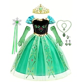 ieftine Costume pentru fete-Frozen DinBasme Prințesă Anna Rochie de fete cu flori Costum de petrecere tematică Rochii din tul Cosplay Film Cosplay for Fete Pentru copii Carnaval Mascaradă Nuntă Invitat la nunta