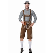 preiswerte Männer-Oktoberfest Lederhosen Hemd Bayerisch Bayerisch Deutsch Wiesn Herren Stoff im traditionellen Stil Bluse Shorts Hut