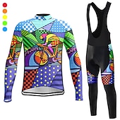 economico Set di abbigliamento da uomo-Per uomo Maglia da ciclismo con salopette Manica Lunga Mountain Bike MTB Ciclismo su strada Inverno Autunno Lilla Rosa Blu Grafico Bicicletta Cuscinetto 3D Asciugatura Rapida Tasca Posteriore