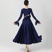 abordables Tenues de danse de salon-Danse de Salon Robe Fantaisie Cristaux / Stras Femme Utilisation Soirée manche longue Spandex