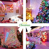 abordables Guirlandes lumineuses à piles-Halloween Noël boîte à piles étanche guirlande lumineuse 8 fonctions télécommande intérieure et extérieure cour jardin décoration de mariage lumière 4m-30leds/6.5m-50leds/10m-100leds