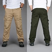 economico Pantaloni cargo-Per uomo Pantaloni cargo Pantaloni tattici Pantaloni Compatto Pantaloni da lavoro Multi tasca Gamba dritta Liscio All&#039;aperto Sport Lunghezza intera Ufficio Sport Sportivo Sport Nero Giallo