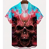 billiga Halloween grafik-Halloween Skelett Dödskalle Pumpa Hawaiian Shirts Aloha Shirt Mönster Till Herr Vuxna Halloween Karnival Maskerad 3D-utskrift Fest Halloween